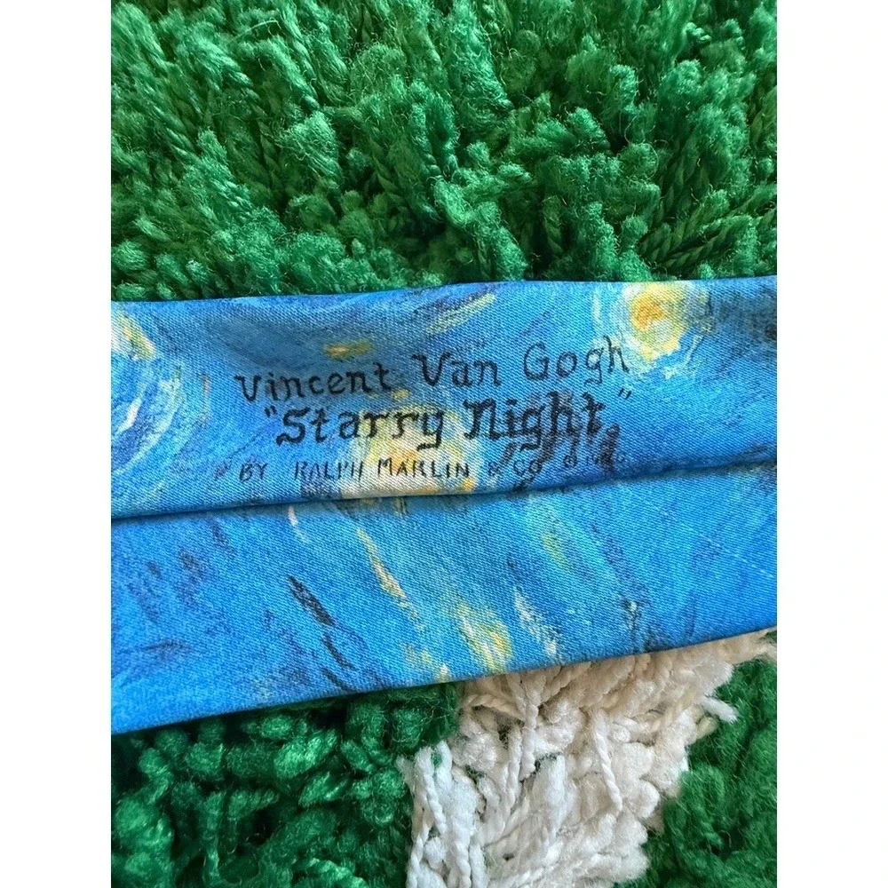 Ralph‎ Marlin Necktie Mens OS Blue Excellent Starry Night Van Gogh Art Print USA